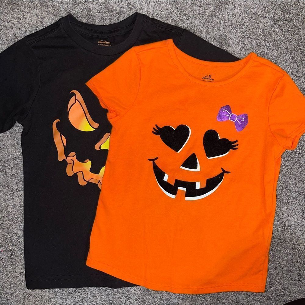 Celebrate! Halloween Girl Pumpkin orange t-shirt tee Size 4T short sleeve